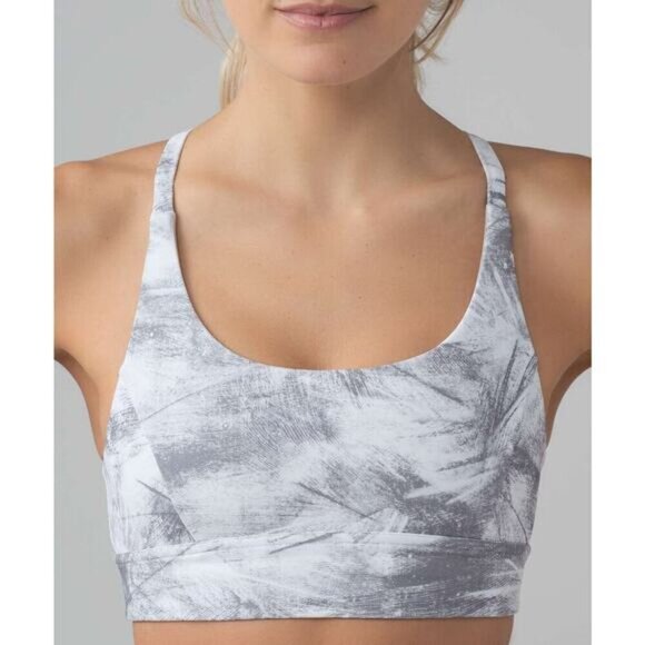 LULULEMON Train Times Bra Sz 2 Breeze By White Light Cast / Light Cast - Picture 2 of 7